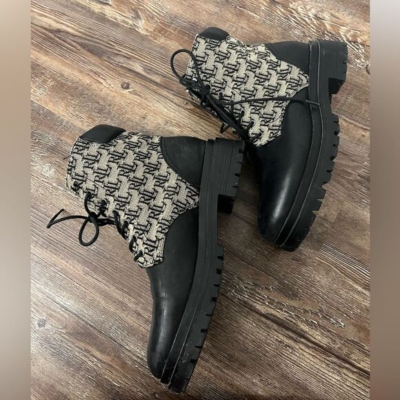 Lauren Ralph Lauren Carlee Logo Lace Up Leather Upper Combat Boot Size 9.5 - Picture 4 of 11
